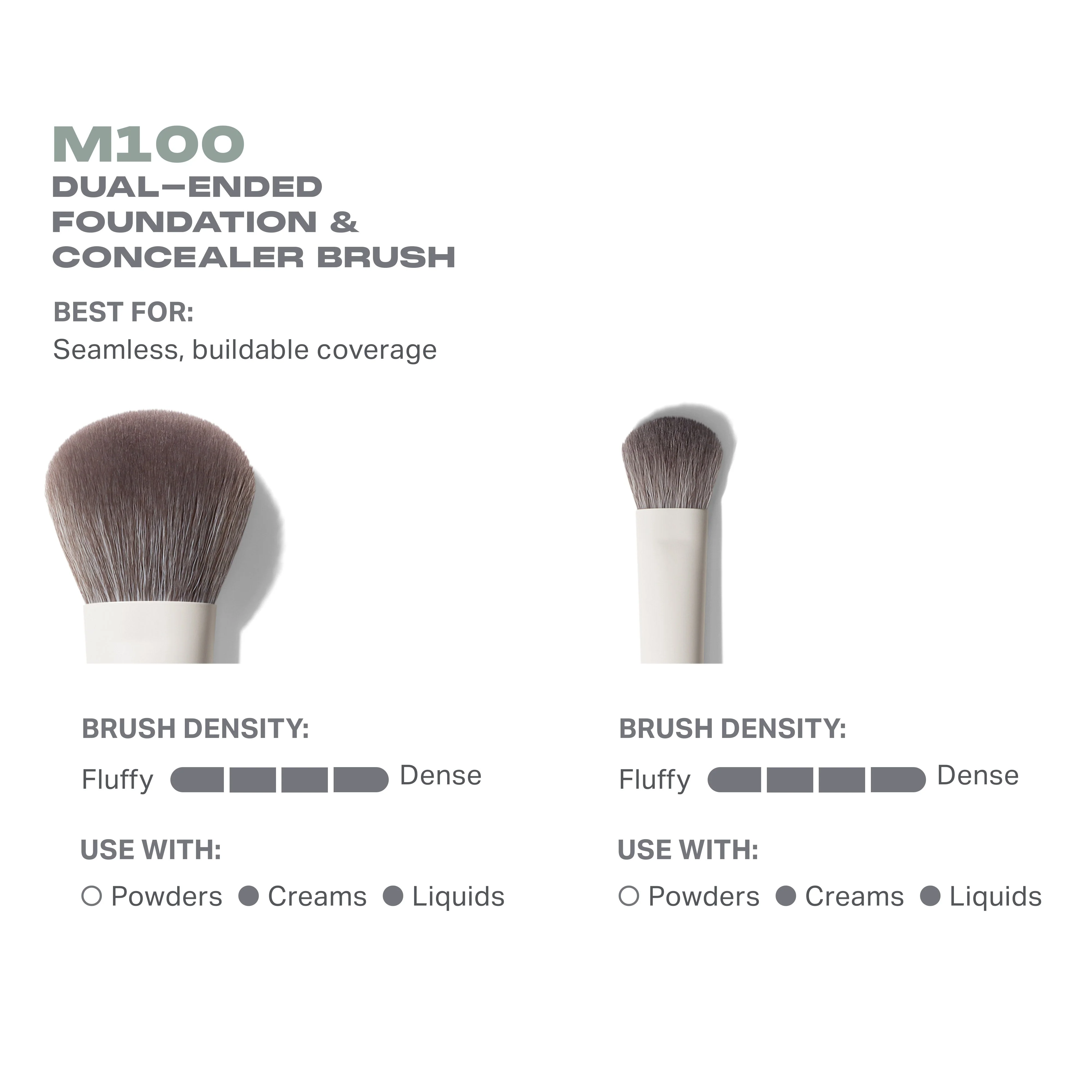 M100 Dual-Ended Foundation & Concealer Brush - Image 3