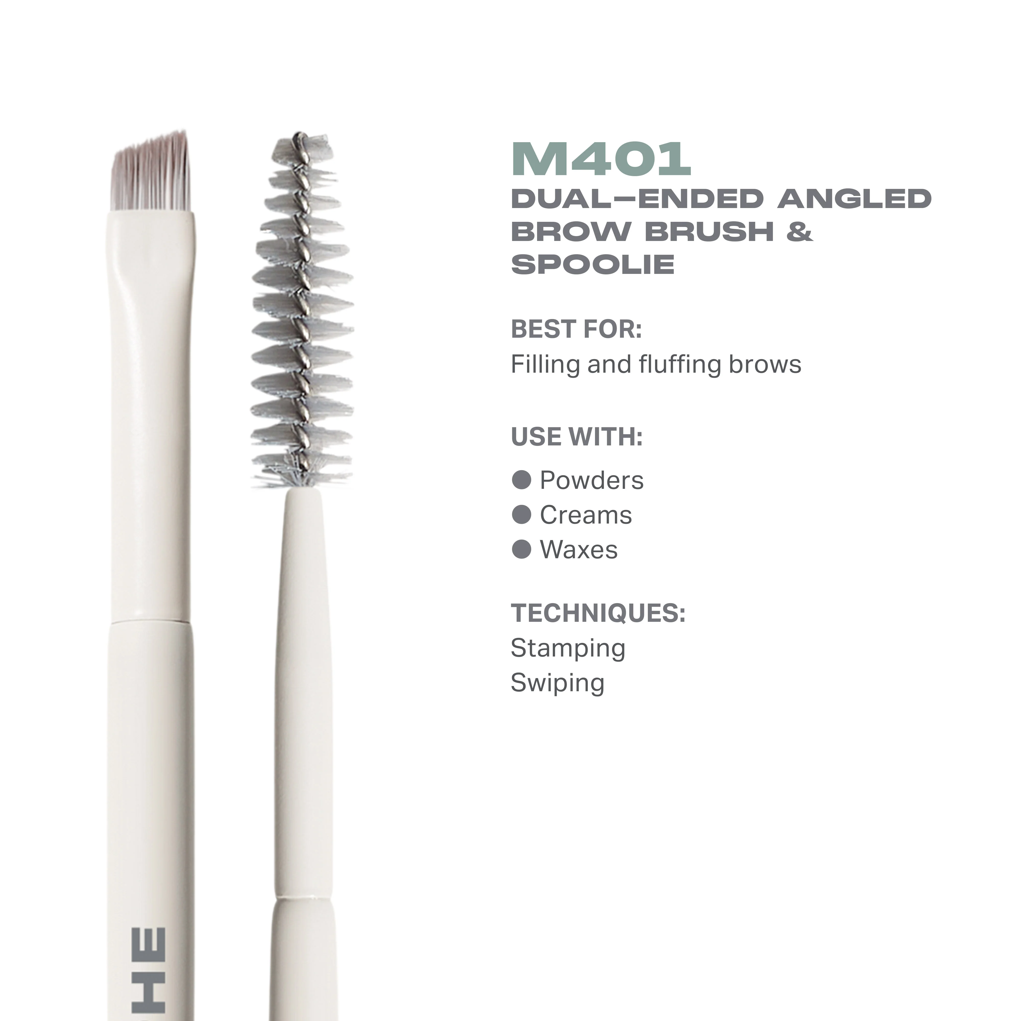 M401 Dual-Ended Angled Brow Brush & Spoolie - Image 3
